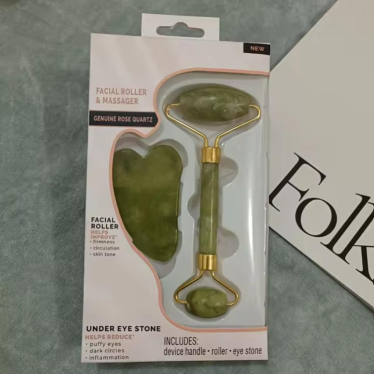 Flawless Jade Roller With Guasha (marble Stone) Stimulates Healthier Skin