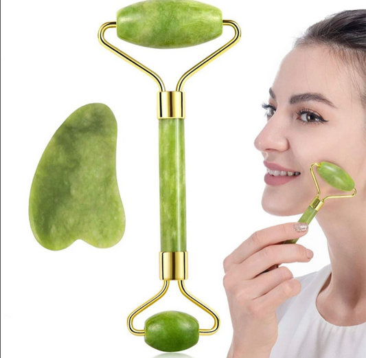 Flawless Jade Roller With Guasha (marble Stone) Stimulates Healthier Skin
